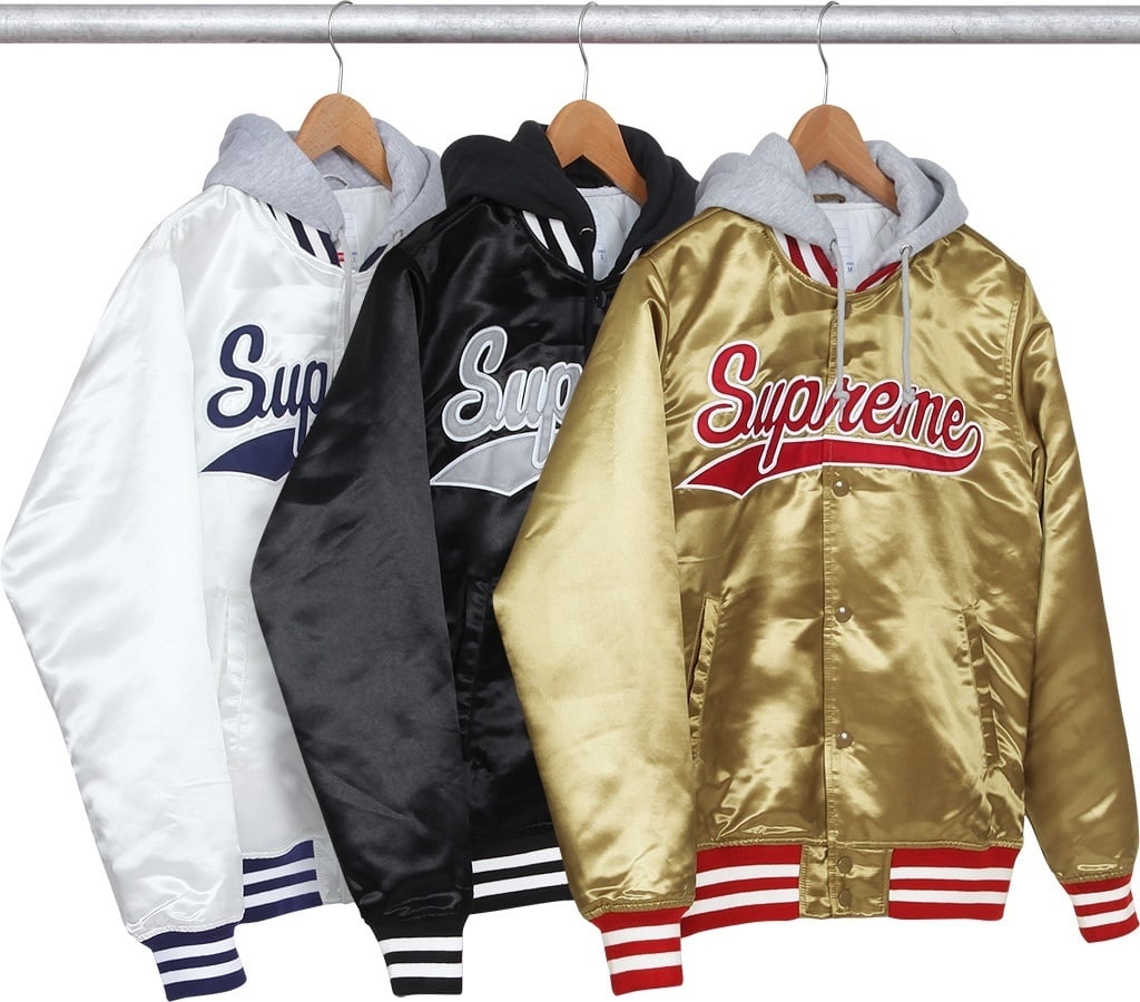 Hooded Satin Varsity Jacket